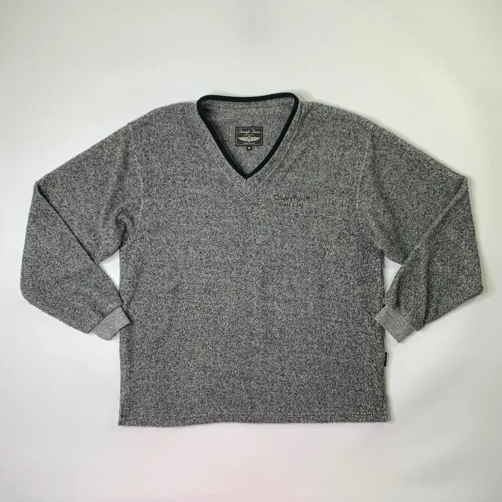 Vintage Straight Down Sweater Men M Medium V Neck Teddy Fleece Gainey Ranch Golf